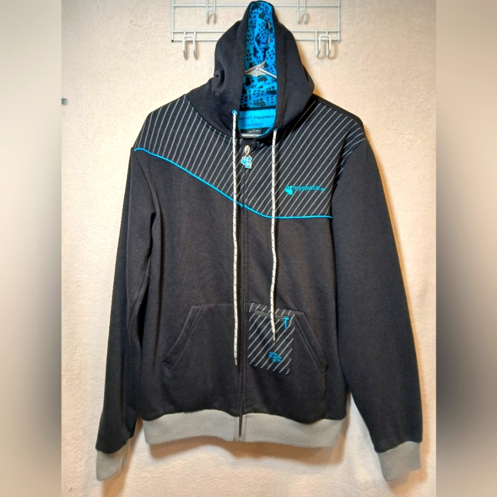 MySpace x BlackBerry Limited Edition Small VTG Full Zip up Hoodie Black